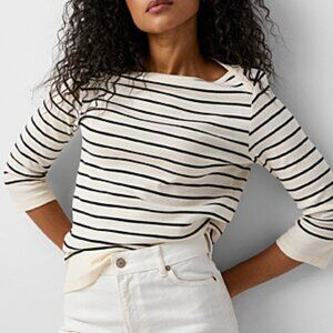 White and black striped bateau t-shirt XXL by Simons